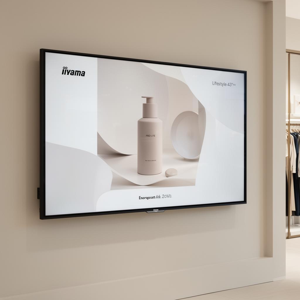 43" signage-skærm med Cyber Signage indhold