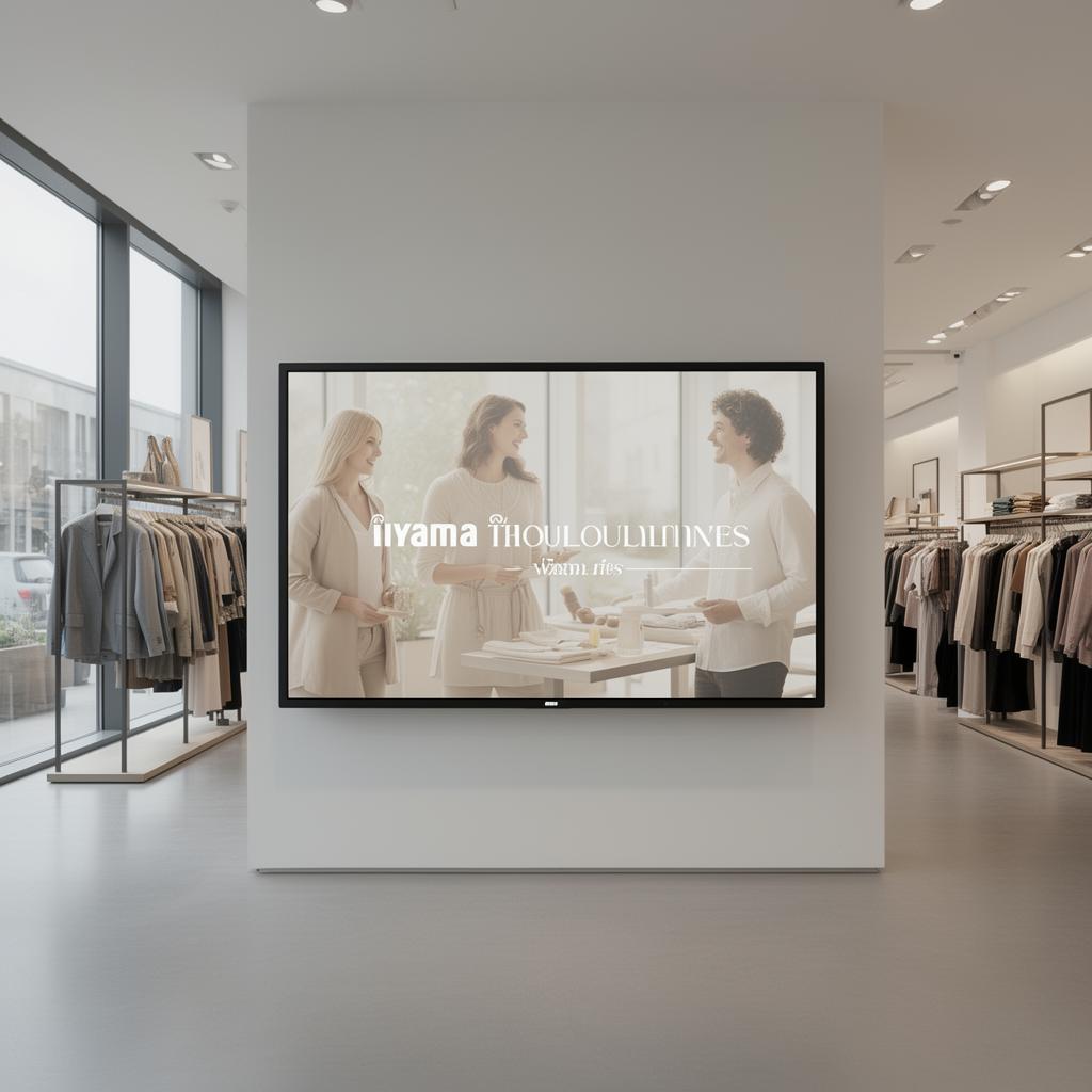 65" signage-skærm med Cyber Signage indhold